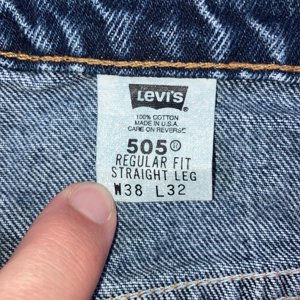 Vintage Levi's 505 Jeans Mens 38x32 Hemmed 36x29 Orange Tab USA Made 90s Y2K